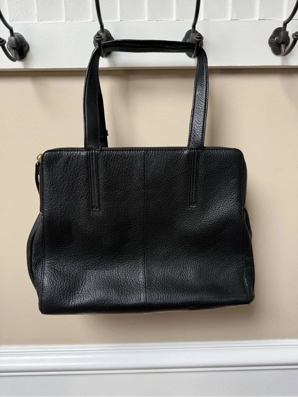 kate spade Black Pebbled Leather Tote with Gold Accent